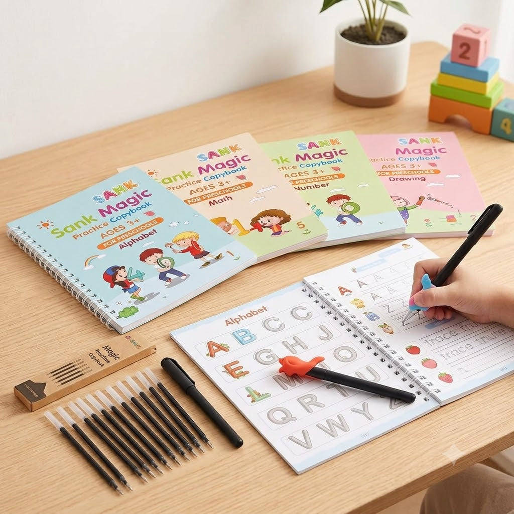 Magic Practice Copybook – 4 Books + 10 Refills